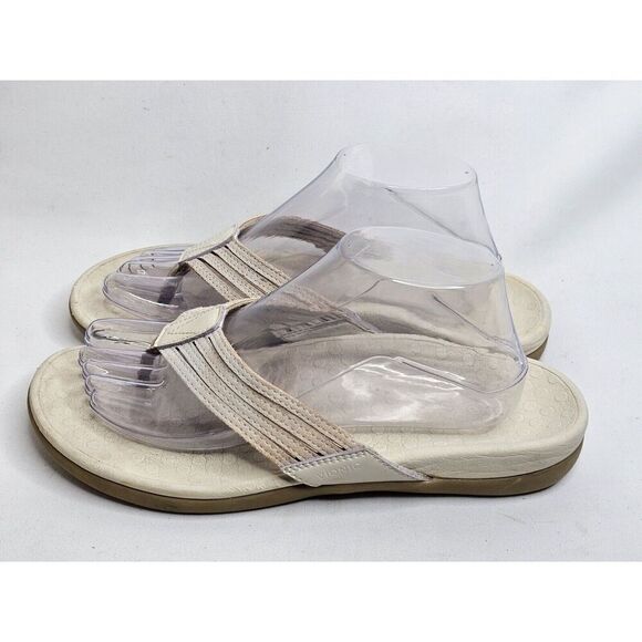 Vionic Fallyn Cream Toe Post Orthotic Arch Support Suede Sandal Womens Size 9 - Picture 1 of 7